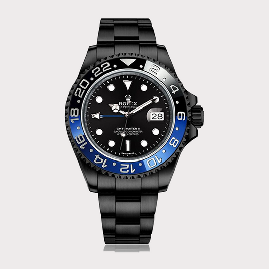 RLX GMT-Master II Black Stainless Steel Men's Watch With Blue,Black, & Red Cerachrom Bezel